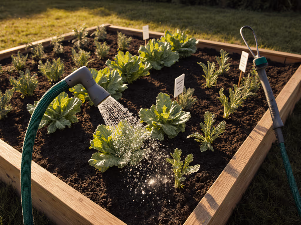 professional_garden_hose_being_used_to_water_vegetable_garden